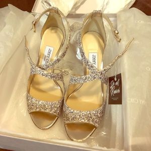 Jimmy Choo Emily Glitter sandal silver 100cm heel